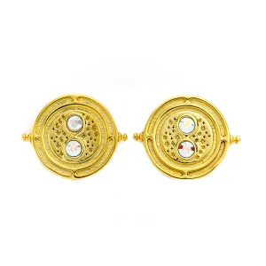 Official Harry Potter Sterling Silver Gold Plated Time Turner Stud Earrings