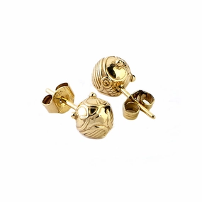 Official Harry Potter Sterling Silver Yellow Gold Plated Golden Snitch Stud Earrings