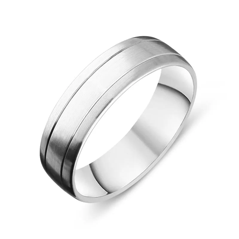 Palladium and 18ct White Gold 6mm Engraved Wedding Ring