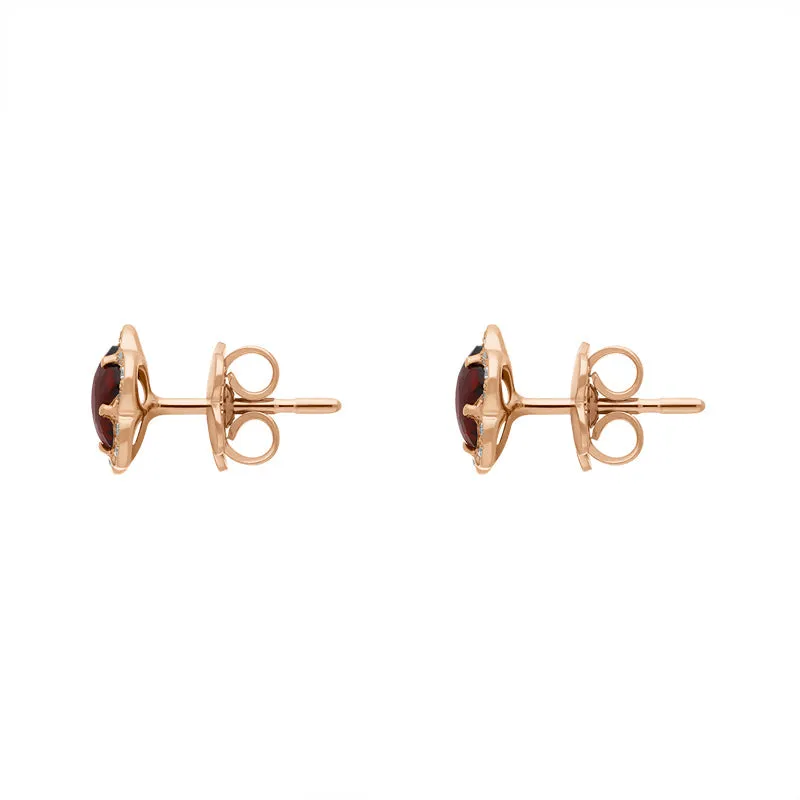 Pasquale Bruni Figlia Dei Fiori 18ct Rose Gold Garnet Diamond Flower Stud Earrings
