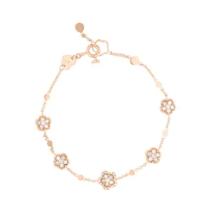 Pasquale Bruni Figlia Dei Fiori 18ct Rose Gold White and Champagne Diamond Flower Bracelet
