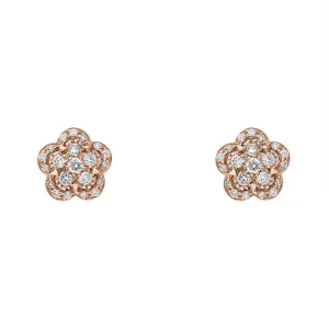 Pasquale Bruni Figlia Dei Fiori 18ct Rose Gold White and Champagne Diamond Flower Stud Earrings