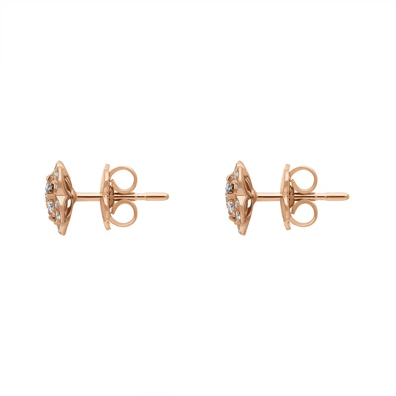 Pasquale Bruni Figlia Dei Fiori 18ct Rose Gold White and Champagne Diamond Flower Stud Earrings