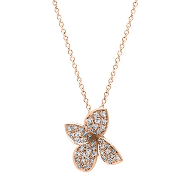Pasquale Bruni Petit Garden 18ct Rose Gold 0.34ct White and Champagne Diamond Flower Pendant Necklace