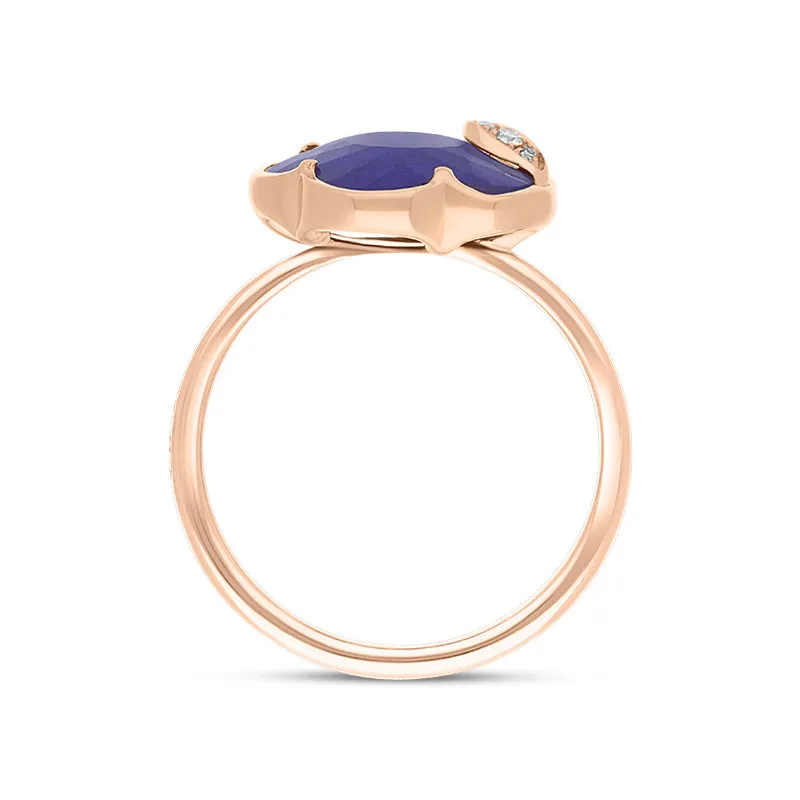 Pasquale Bruni Petit Joli 18ct Rose Gold Diamond Lapis Lazuli Rock Crystal Doublet Ring
