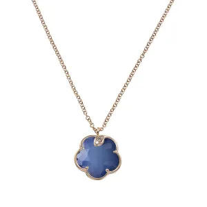 Pasquale Bruni Petit Joli 18ct Rose Gold White and Champagne Diamond Agate Lapis Lazuli Doublet Necklace