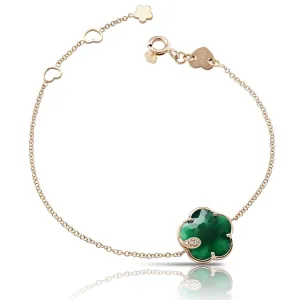 Pasquale Bruni Petit Joli 18ct Rose Gold White and Champagne Diamond Green Agate Bracelet