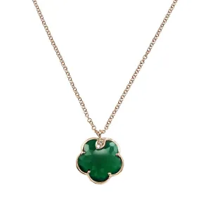 Pasquale Bruni Petit Joli 18ct Rose Gold White and Champagne Diamond Green Agate Necklace