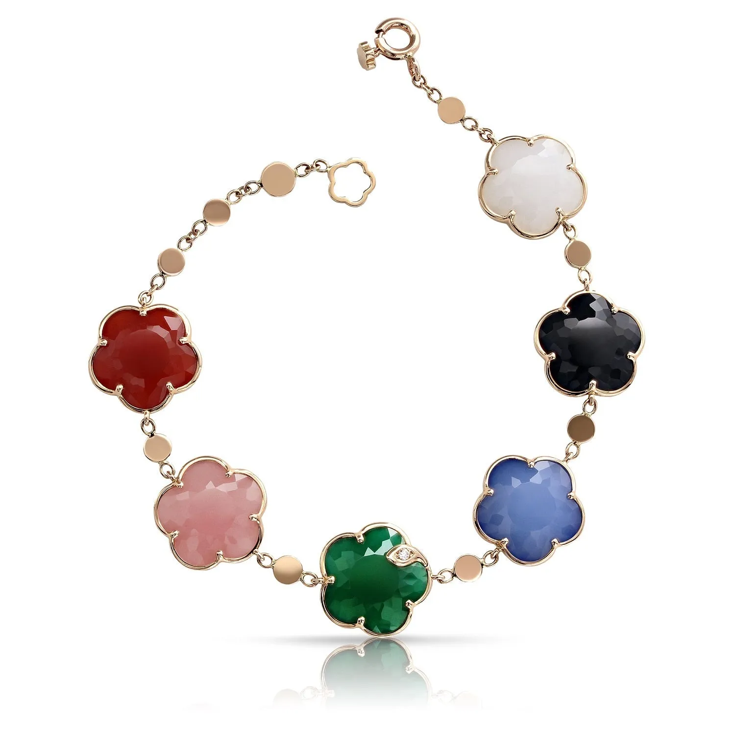 Pasquale Bruni Petit Joli Bouquet 18ct Rose Gold Multicoloured Gemstone Diamond Bracelet