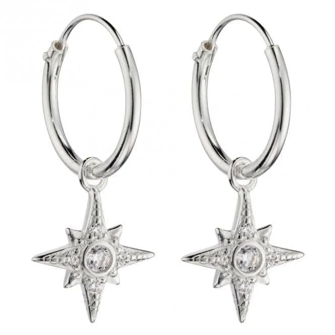 Pave Set Zirconia Starburst Assembled Hoop Earrings E6044C