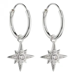 Pave Set Zirconia Starburst Assembled Hoop Earrings E6044C