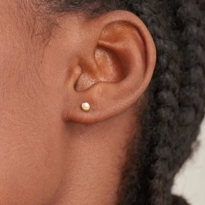 Pearl Cabochon Stud Earrings E043-01G