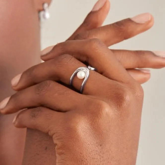 Pearl Sculpted Adjustable Ring R043-02H