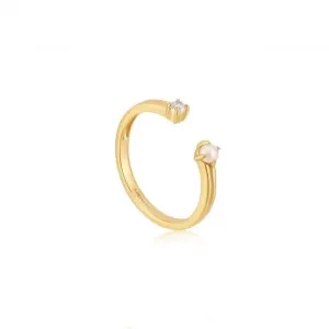 Pearl Sparkle Adjustable Ring  R043-01G