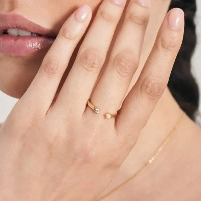 Pearl Sparkle Adjustable Ring  R043-01G