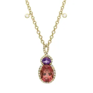 Picchiotti 18ct Rose Gold 4.53 Tourmaline Amethyst and Diamond Necklace D