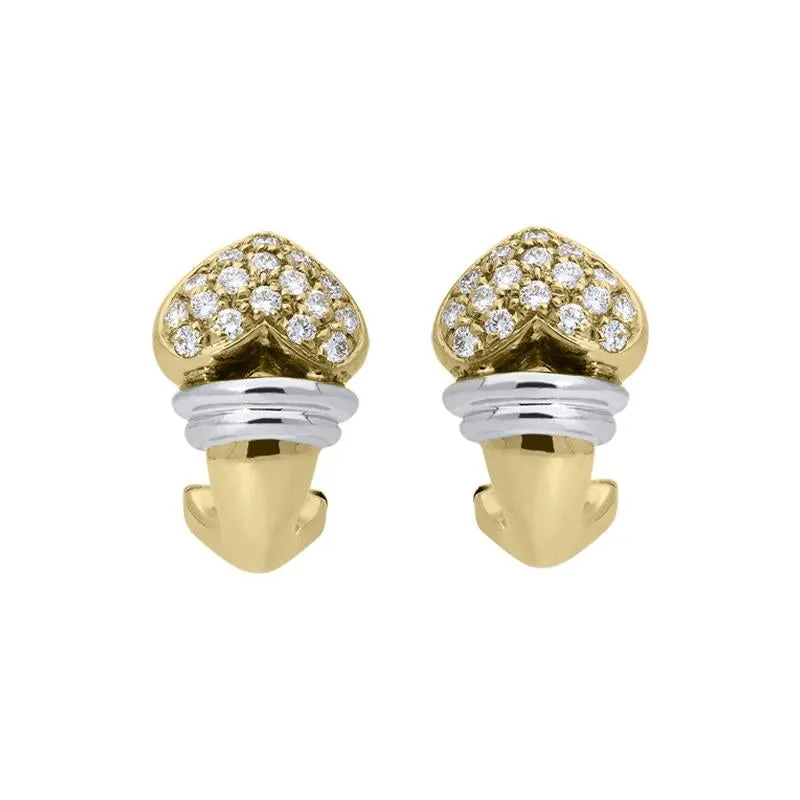 Picchiotti 18ct Yellow Gold Diamond Heart Hinge Back Earrings D