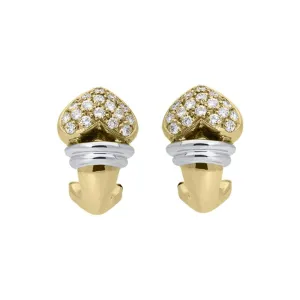Picchiotti 18ct Yellow Gold Diamond Heart Hinge Back Earrings D