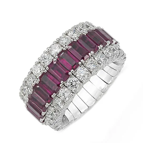 Picchiotti Xpandable 18ct White Gold 3.83ct Diamond Ruby Eternity Ring