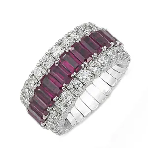 Picchiotti Xpandable 18ct White Gold 3.83ct Diamond Ruby Eternity Ring