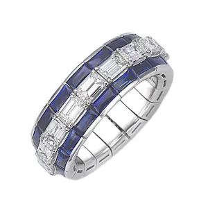Picchiotti Xpandable 18ct White Gold 4.39ct Diamond Sapphire Eternity Ring