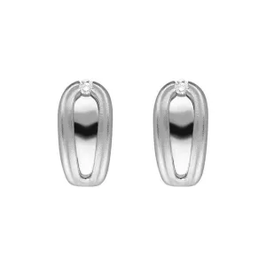 Platinum 0.10ct Diamond Satin Finish Earrings