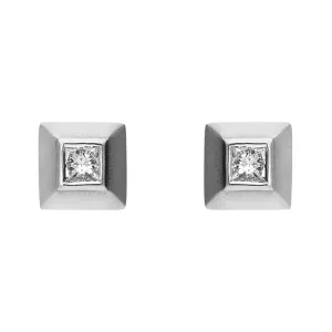 Platinum 0.20ct Diamond Princess Cut Solitaire Stud Earrings