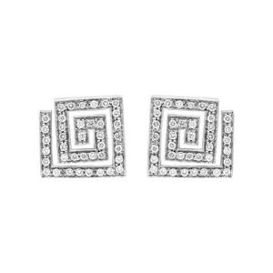 Platinum 0.50ct Diamond Square Spiral Earrings D