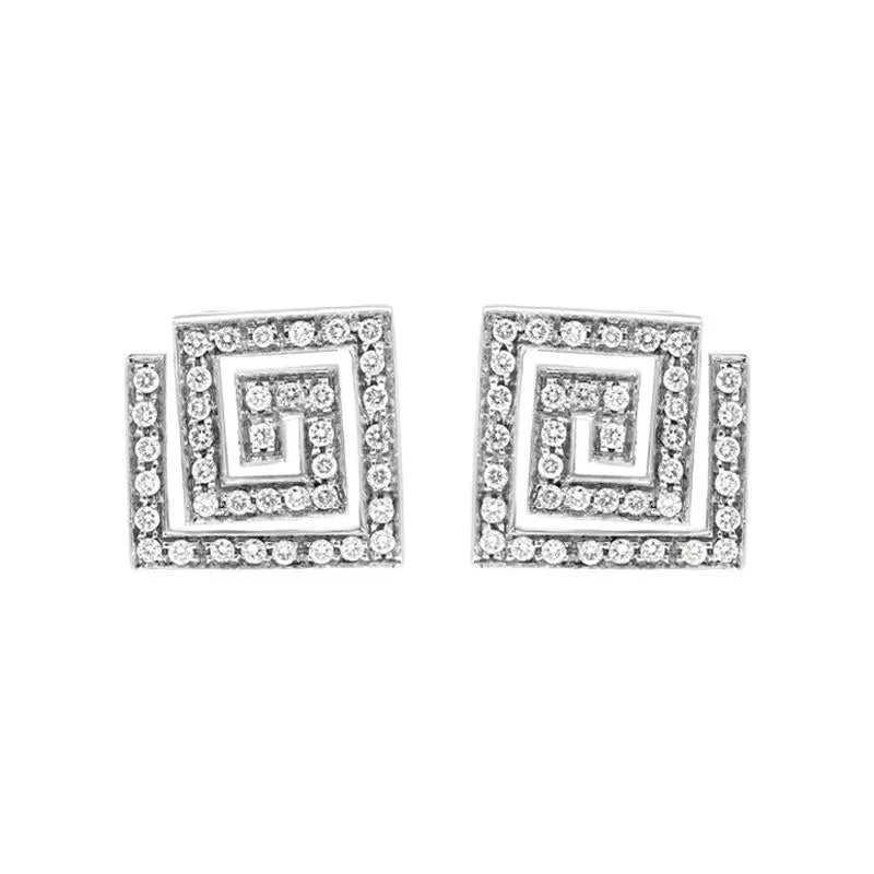 Platinum 0.50ct Diamond Square Spiral Earrings D