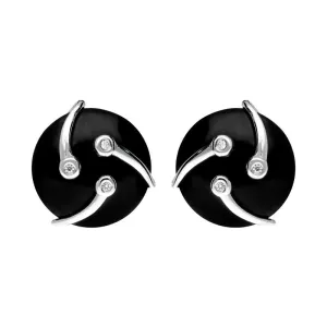 Platinum Diamond and Whitby Jet Shooting Stars Earrings D