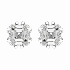 Platinum 0.54ct Diamond Ascher Cut Stud Earrings D