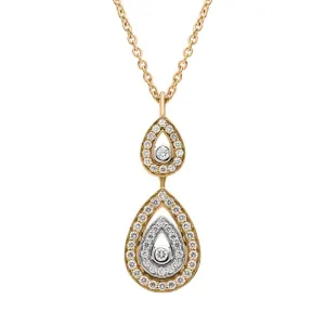 Ponte Vecchio 18ct Rose Gold 0.18ct Diamond Pear Necklace D