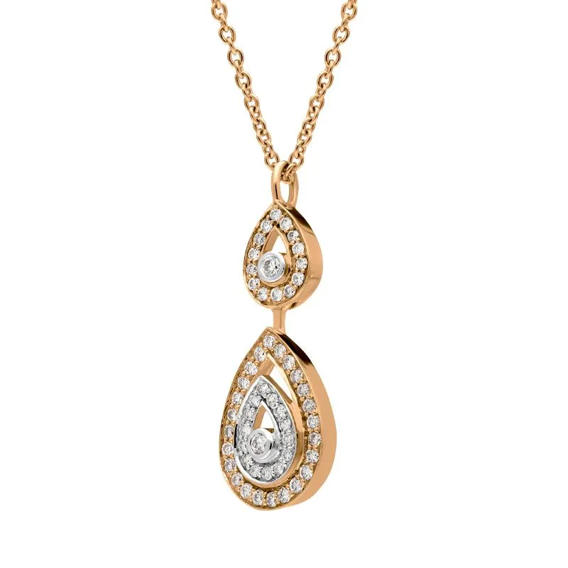 Ponte Vecchio 18ct Rose Gold 0.18ct Diamond Pear Necklace D