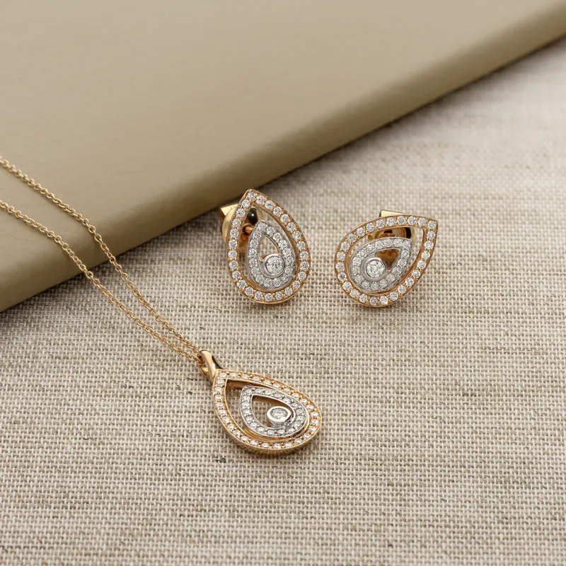 Ponte Vecchio 18ct Rose Gold 0.18ct Diamond Pear Necklace D