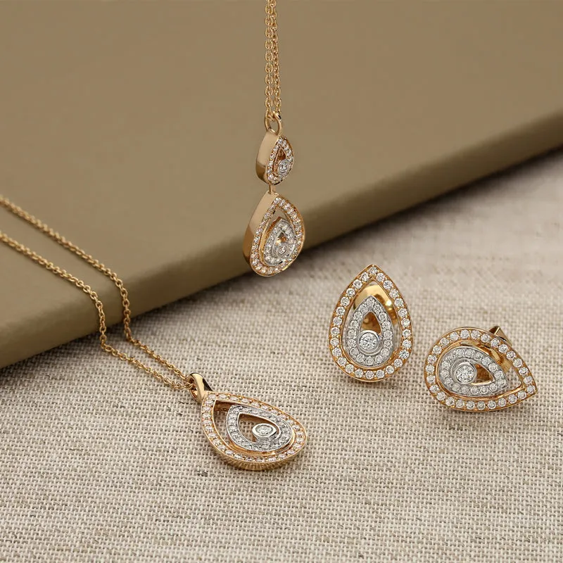 Ponte Vecchio 18ct Rose Gold 0.18ct Diamond Pear Necklace D