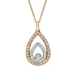 Ponte Vecchio 18ct Rose Gold 0.30ct Diamond Pear Necklace