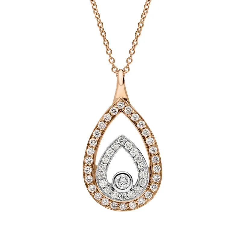 Ponte Vecchio 18ct Rose Gold 0.30ct Diamond Pear Necklace
