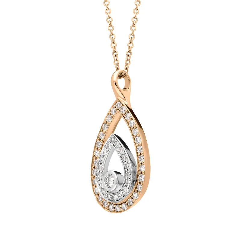 Ponte Vecchio 18ct Rose Gold 0.30ct Diamond Pear Necklace