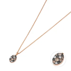 Ponte Vecchio 18ct Rose Gold 0.41ct Coloured Diamond Pave Oval Necklace