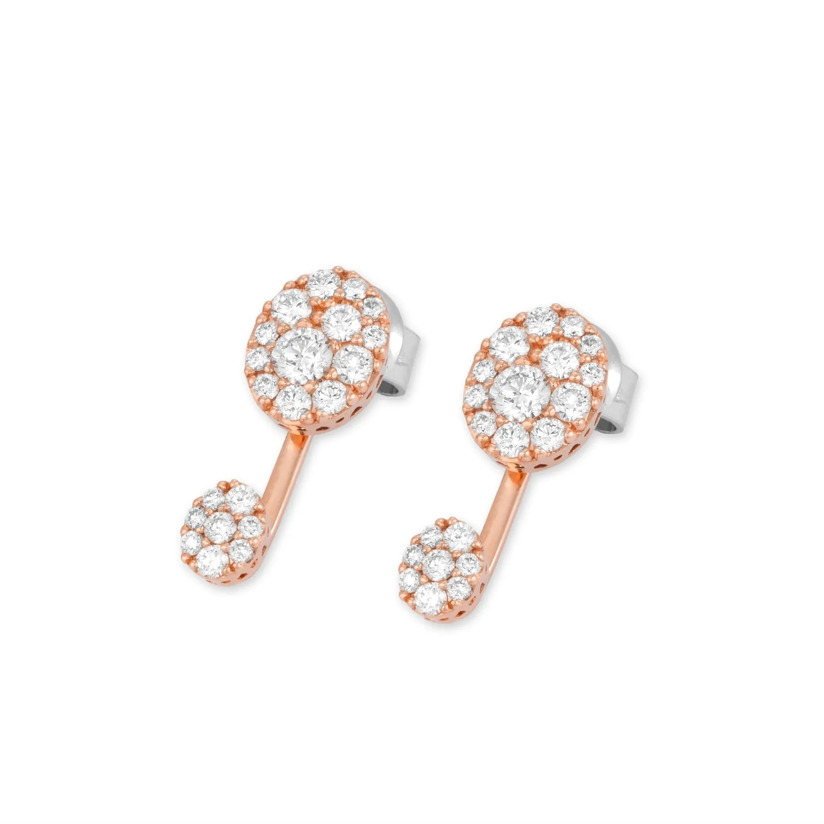 Ponte Vecchio 18ct Rose Gold 0.87ct Diamond Drop Stud Earrings