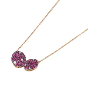 Ponte Vecchio 18ct Rose Gold Ruby Diamond Pave Necklace