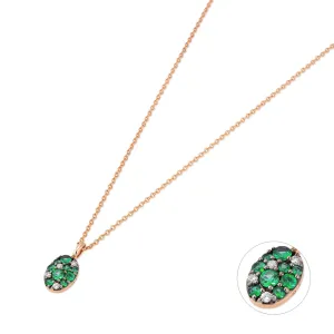 Ponte Vecchio 18ct Rose Gold Tsavorite Diamond Pave Oval Necklace