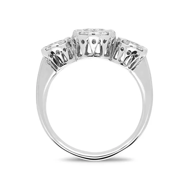 Ponte Vecchio 18ct White Gold 0.89ct Diamond Cluster Ring D