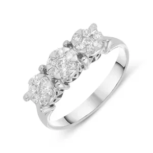 Ponte Vecchio Artemide 18ct White Gold 0.50ct Diamond Cluster Trilogy Ring D