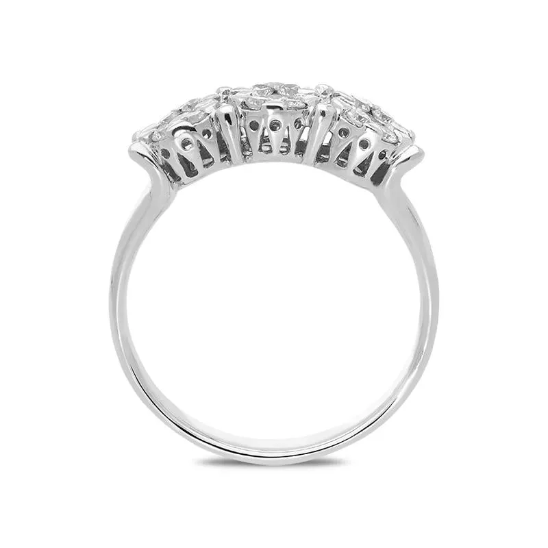Ponte Vecchio Artemide 18ct White Gold 0.50ct Diamond Cluster Trilogy Ring D