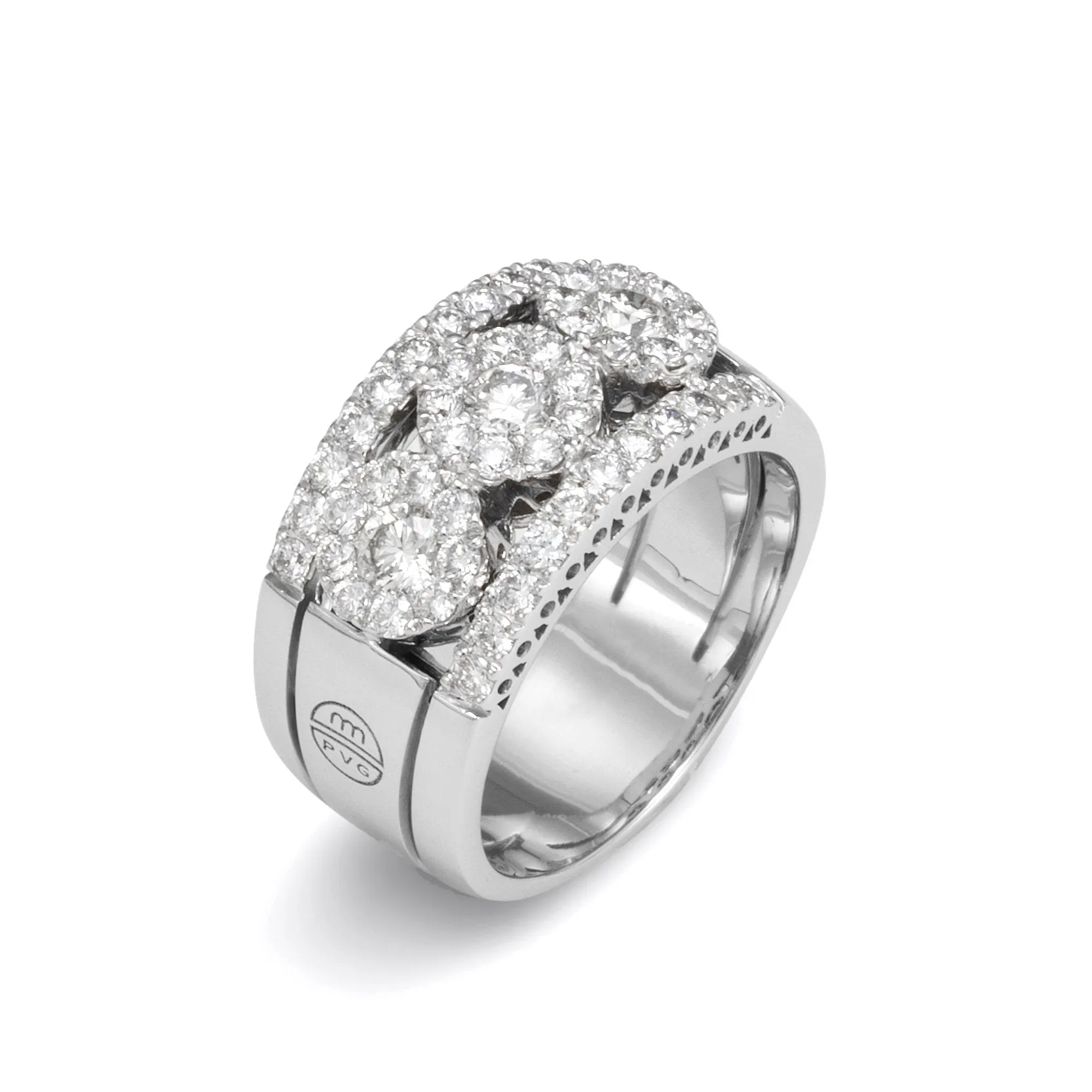 Ponte Vecchio Artemide 18ct White Gold 1.10ct Diamond Cluster Band Ring