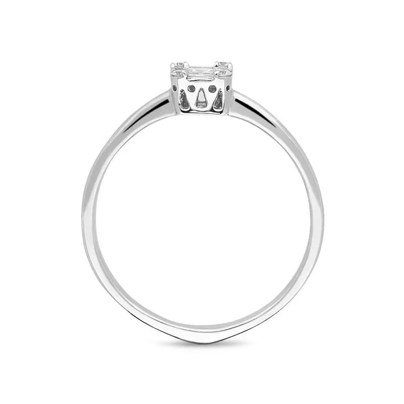 Ponte Vecchio Benvenuto 18ct White Gold 0.36ct Diamond Baguette Cluster Ring D