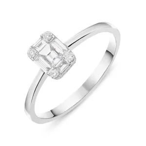 Ponte Vecchio Benvenuto 18ct White Gold 0.36ct Diamond Baguette Cluster Ring D