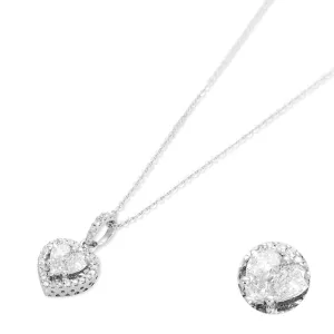 Ponte Vecchio Benvenuto 18ct White Gold 0.40ct Diamond Heart Pendant Necklace D