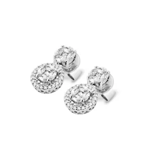 Ponte Vecchio Benvenuto 18ct White Gold 0.75ct Diamond Cushion Cut Drop Earrings